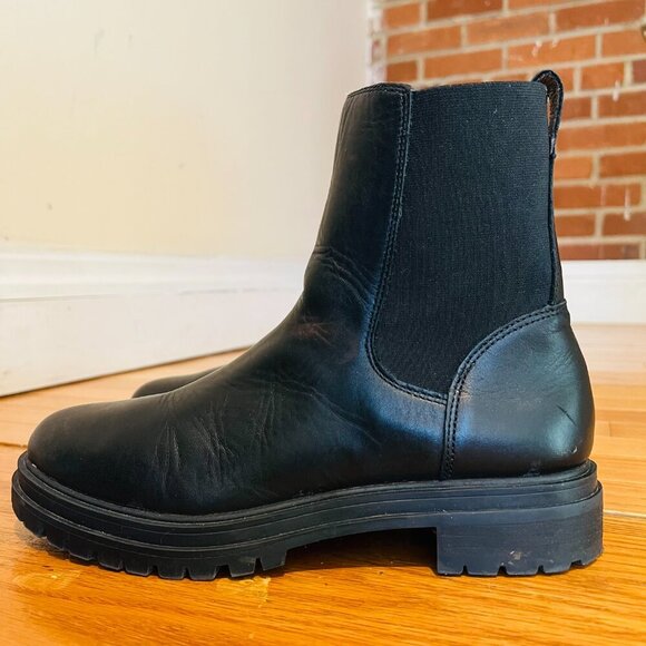 Madewell 8 The Camryn Chelsea Boots Black Heeled Leather Pull On Lightweight - Picture 6 of 16